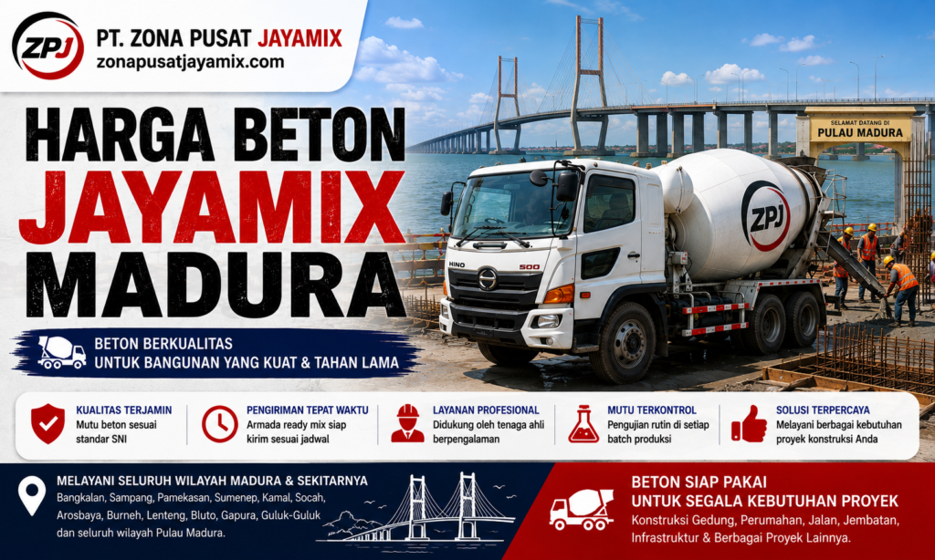 Harga Beton Jayamix Madura Terbaru 2026 | Ready Mix, Minimix & Sewa Pompa Beton