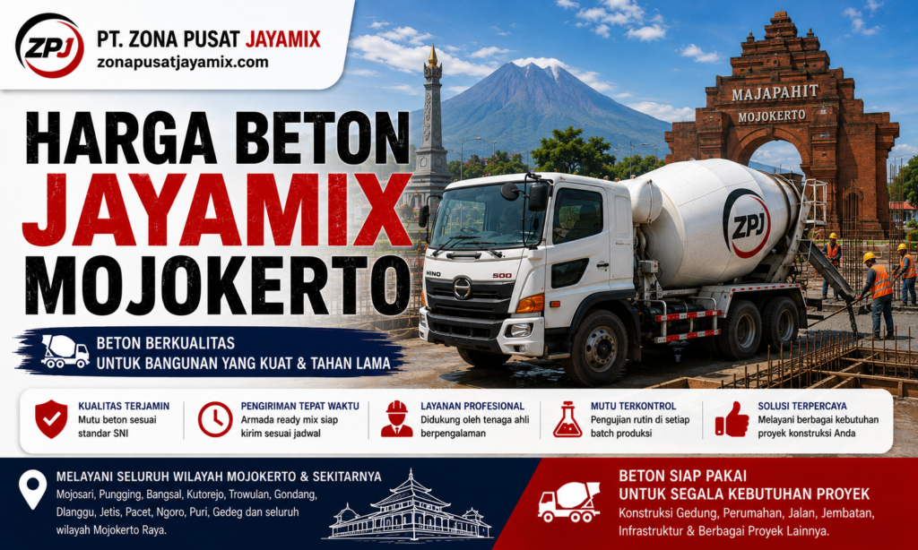 Harga Beton Jayamix Mojokerto Terbaru 2026 | Ready Mix, Minimix & Sewa Pompa Beton