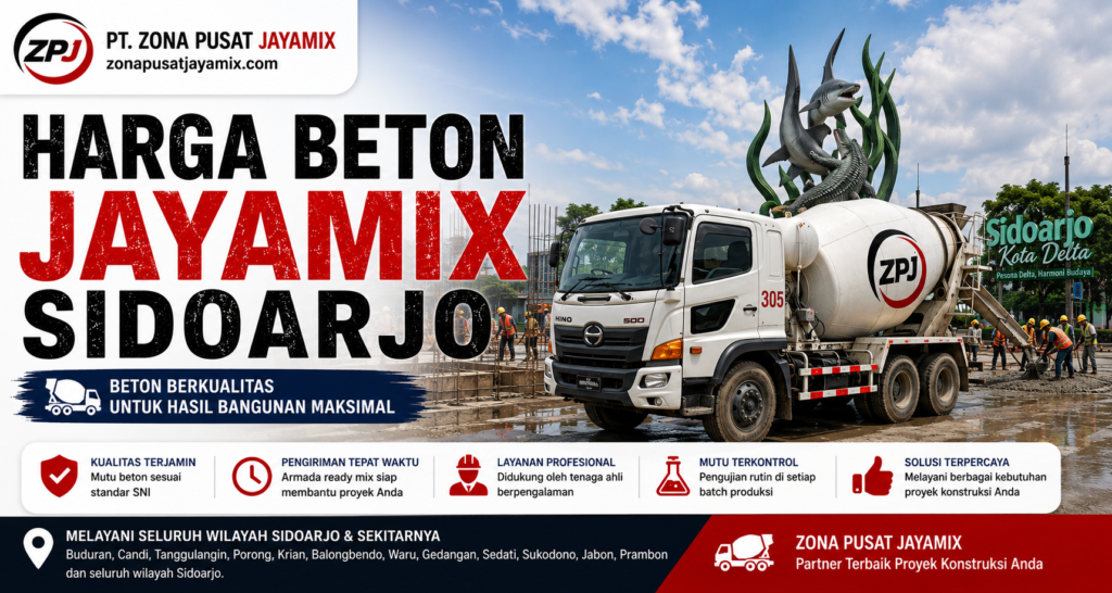 Harga Beton Jayamix Sidoarjo Terbaru 2026 | Minimix, Ready Mix & Sewa Pompa Beton
